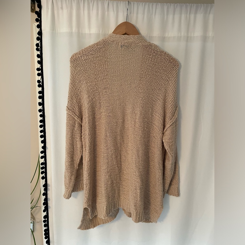 Aerie open front knit cardigan women's M medium cream sweater long sleeve - Picture 2 of 4